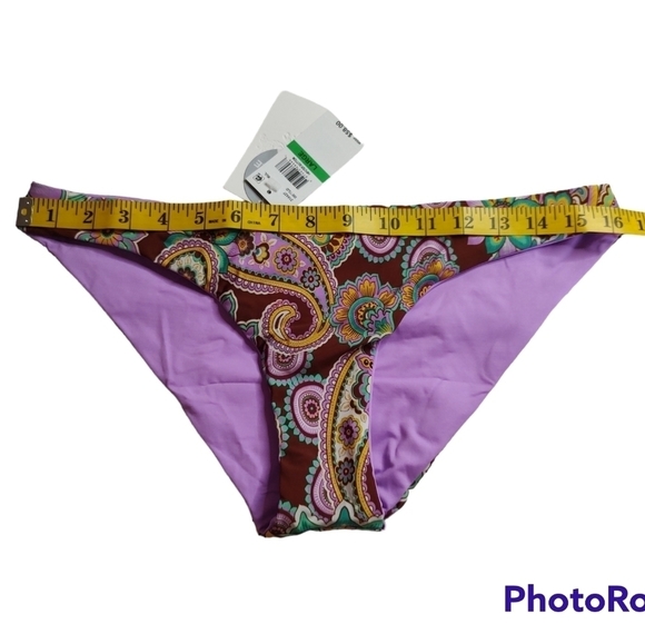 BECCA Purple Multi Color Hipster Bikini Bottoms Sz.M NWT - Picture 7 of 9